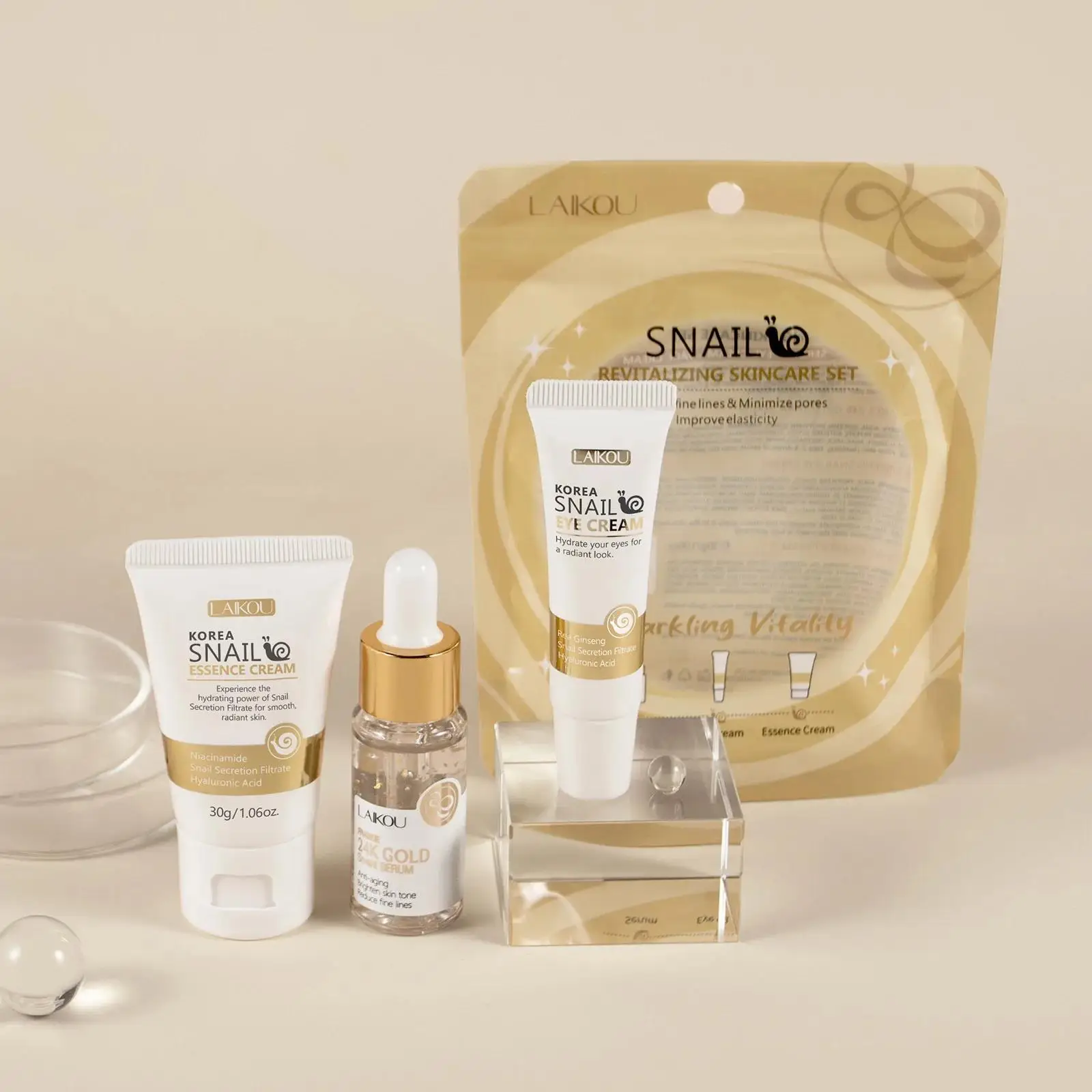 Luxury Skincare Cream - 24K الذهب الحلزون إصلاح مصل كريم